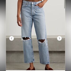Agolde 90’s mid rise straight leg distressed denim